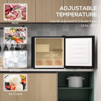 HOMCOM 35L Tabletop Freezer with Adjustable Temperature Wire Shelf Black