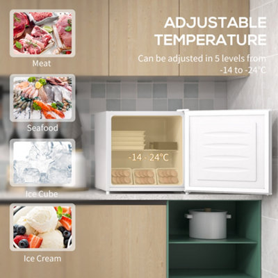 HOMCOM 35L Tabletop Freezer with Adjustable Temperature Wire Shelf White