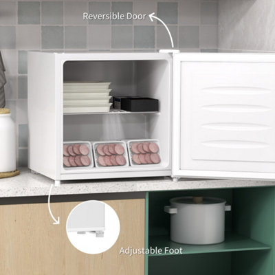 HOMCOM 35L Tabletop Freezer with Adjustable Temperature Wire Shelf White
