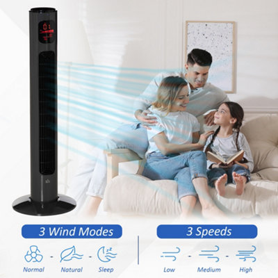 HOMCOM 38 Inch Tower Fan with 70 degree Oscillation 3 Speed and 3 Mode Indoor Grey - 5