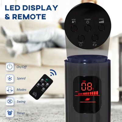 HOMCOM 38 Inch Tower Fan with 70 degree Oscillation 3 Speed and 3 Mode Indoor Grey - 6