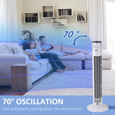HOMCOM 38 Inch Tower Fan with 70 degree Oscillation 3 Speed and 3 Mode Indoor White - 4