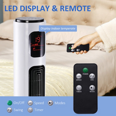 HOMCOM 38 Inch Tower Fan with 70 degree Oscillation 3 Speed and 3 Mode Indoor White - 6