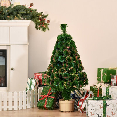 HOMCOM 3FT Prelit Artificial Christmas Tree Fiber Optic LED Light