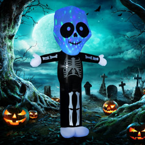 HOMCOM 3m Halloween Inflatable Skeleton Ghost Decoration, LED Lighted for Home Indoor Outdoor Garden Lawn Decoration Party Prop