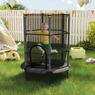 HOMCOM 4.6FT Kids Trampoline with Enclosure Net for Ages 3-10 Years Black