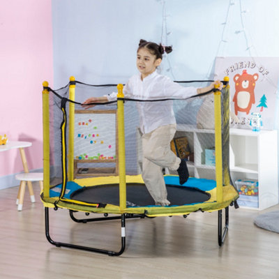 Trampoline with net clearance enclosure