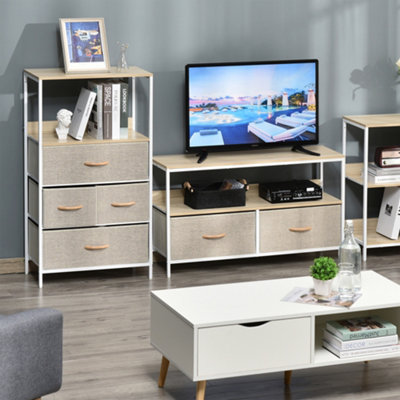 HOMCOM 4 Drawer Storage Chest Unit Home with Shelves Home Living Bedroom