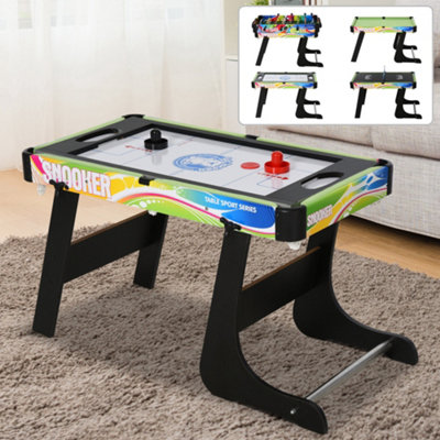 HOMCOM 4-in-1 Games Table w/ Hockey Football Table Tennis & Pool Arcade Gaming