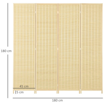 HOMCOM 4 Panel Folding Room Divider 170cm Wall Privacy Screen Protector Natural
