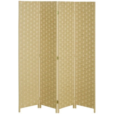 HOMCOM 4 Panel Folding Room Dividers for Wall, Privacy Screen Panels, Brown