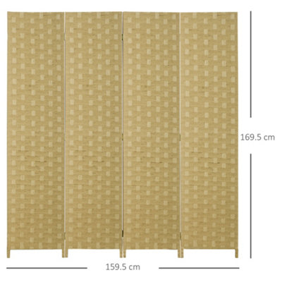 HOMCOM 4 Panel Folding Room Dividers for Wall, Privacy Screen Panels, Brown