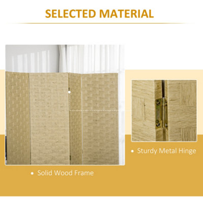 HOMCOM 4 Panel Folding Room Dividers for Wall, Privacy Screen Panels, Brown