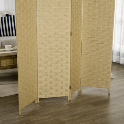 HOMCOM 4 Panel Folding Room Dividers for Wall, Privacy Screen Panels, Brown