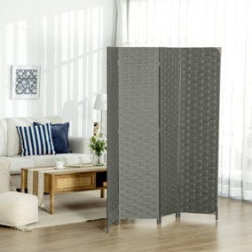 HOMCOM 4 Panel Folding Room Dividers for Wall, Privacy Screen Panels, Grey