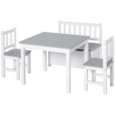 Timber childrens table on sale and chairs