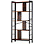 HOMCOM 4 Shelf Industrial-Style Storage Unit Bookcase w/ Dividers Metal Frame