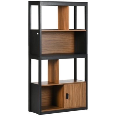 HOMCOM 4-Tier Bookshelf Freestanding Bookcase W/ Storage for Study ...