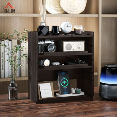 HOMCOM 4-Tier Desktop Organiser with Cable Management for Stationery Dark Brown Price Comparisons | Compare The Build