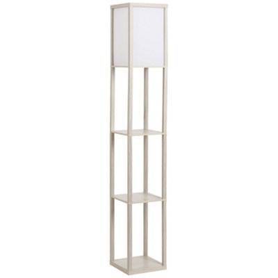 HOMCOM 4-Tier Floor Lamp, Floor Light with Storage Shelf, Reading Standing Lamp, 160cm, Oak