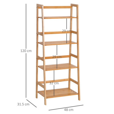 HOMCOM 4-Tier Ladder Bookcase Utility Shelf DIY Plant Stand Holder Bamboo