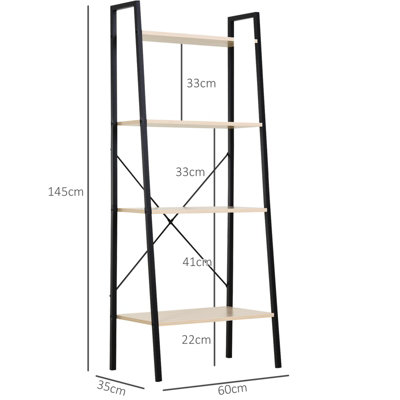 HOMCOM 4-Tier Minimalistic Ladder Shelf Unit Steel Frame Home Display Storage Beige