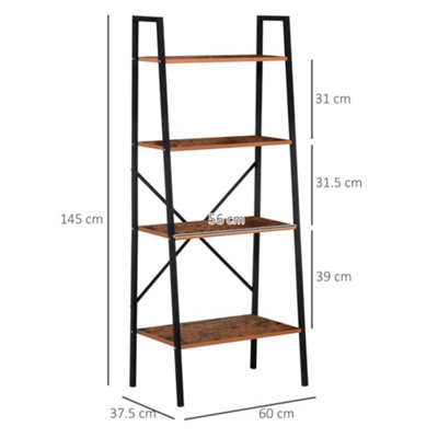 HOMCOM 4-Tier Minimalistic Ladder Shelf Unit Steel Frame Home Display Storage