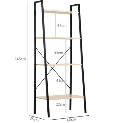HOMCOM 4-Tier Minimalistic Ladder Shelf Unit Steel Frame Home Display Storage