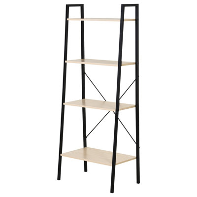 HOMCOM 4-Tier Minimalistic Ladder Shelf Unit Steel Frame Home Display Storage