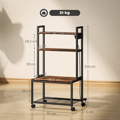 HOMCOM 60 cm archiefkast met lade, open plank, metalen handgrepen en 4 wielen, kantoor home organizer mobiele printer, zwart