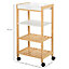 HOMCOM 4-Tier Moving Trolley MDF Wood Blend w/ Tray Shelves 4 Wheels Home Office