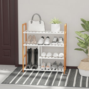 HOMCOM 4-Tier Shoe Rack Simple Home Storage w/ Wood Frame Boot Compartment Home