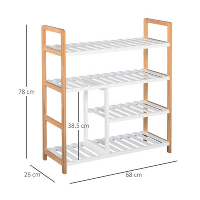 HOMCOM 4-Tier Shoe Rack Simple Home Storage w/ Wood Frame Boot Compartment Home
