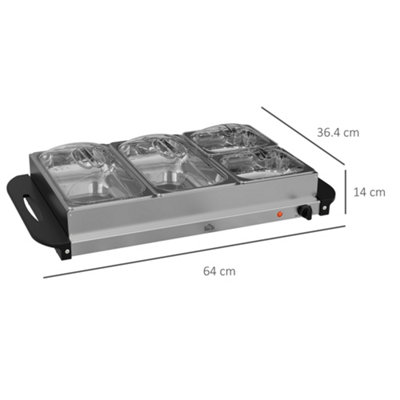 HOMCOM 4 Tray Electric Food Warmer Buffet Server with Adjustable Temp 300W - 3
