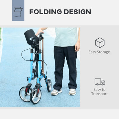 HOMCOM 4 Wheel Rollator with Seat Adjustable Mobility Walker with Bag Dual Brakes - 5