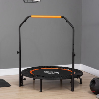 HOMCOM 40" Foldable Mini Fitness Trampoline Rebounder w/ Adjustable Foam Handle