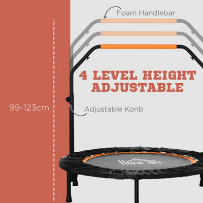 HOMCOM 40" Foldable Mini Fitness Trampoline w/ Foam Handle, Orange