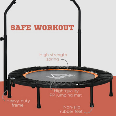HOMCOM 40" Foldable Mini Fitness Trampoline w/ Foam Handle, Orange