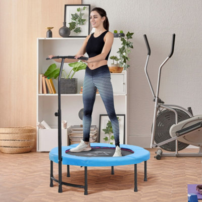 HOMCOM 40'' Mini Trampoline Adult Rebounder Jumper w/ Handle Fitness Blue