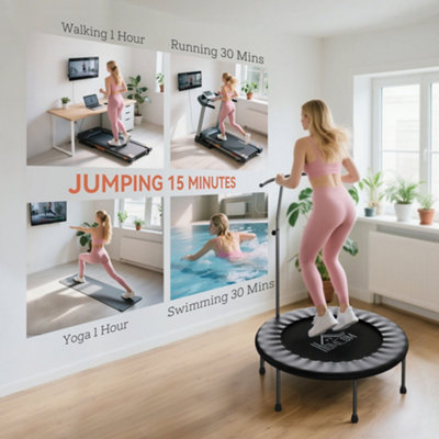 HOMCOM Mini Trampoline De Fitness, Trampoline D'exercice Avec