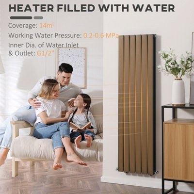HOMCOM 46 x 160cm Vertical Radiators, Space Heater, Water-filled, Grey