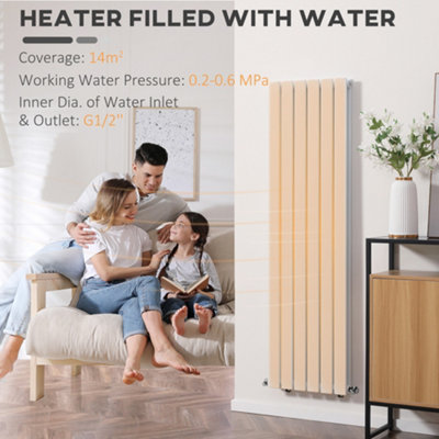 HOMCOM 46 x 160cm Vertical Radiators, Water-filled, White