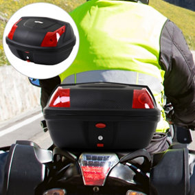 HOMCOM 48L Motorcycke Trunk Travel Luggage Storage Box, Can Store Helmet Black