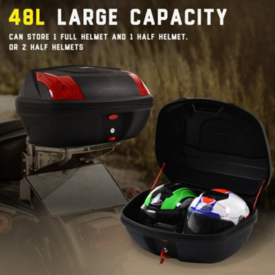 HOMCOM 48L Motorcycke Trunk Travel Luggage Storage Box, Can Store Helmet Black