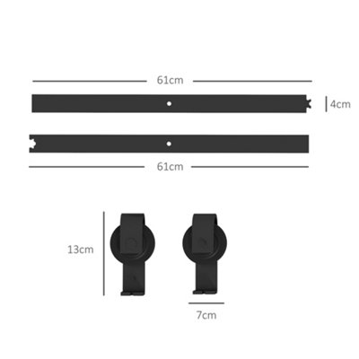 Homacer Black Rustic Single Track Bypass Sliding Barn Door Hardware Kit, for Two/Double Doors, 18ft Long Flat Track, Classic Design Roller, Heavy Duty, for Interior & Exterior Use