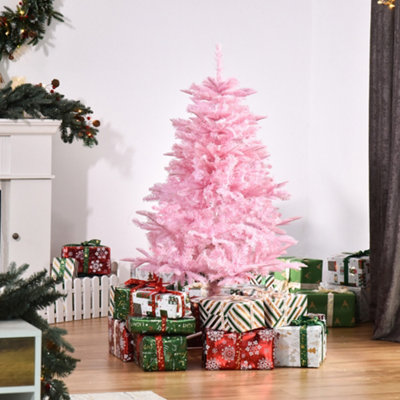 HOMCOM 4FT Artificial Christmas Tree w/ Automatic Open for Home Party Pink