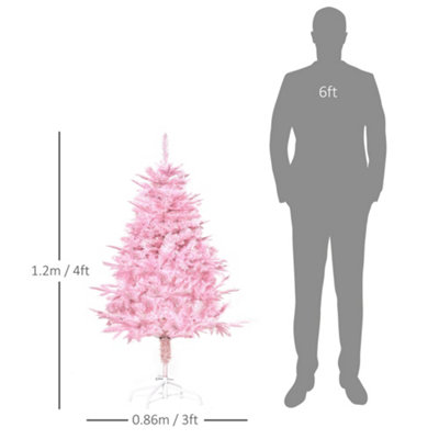 HOMCOM 4FT Artificial Christmas Tree w/ Automatic Open for Home Party Pink