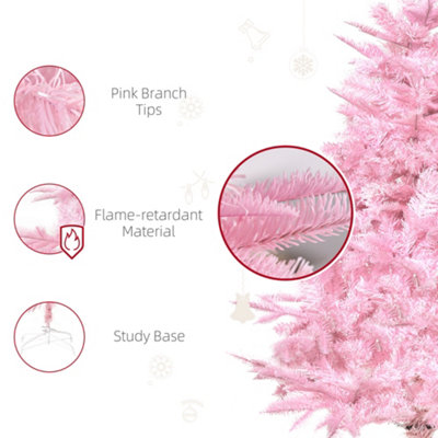 HOMCOM 4FT Artificial Christmas Tree w/ Automatic Open for Home Party Pink