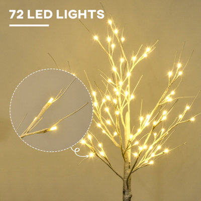HOMCOM 4ft Artificial White Birch Tree Light with Warm White Pre-Lit LED Light for Indoor and Covered Outdoor Use - 6