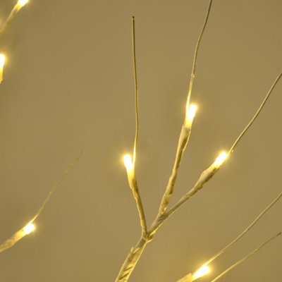 HOMCOM 4ft Artificial White Birch Tree Light with Warm White Pre-Lit LED Light for Indoor and Covered Outdoor Use - 8